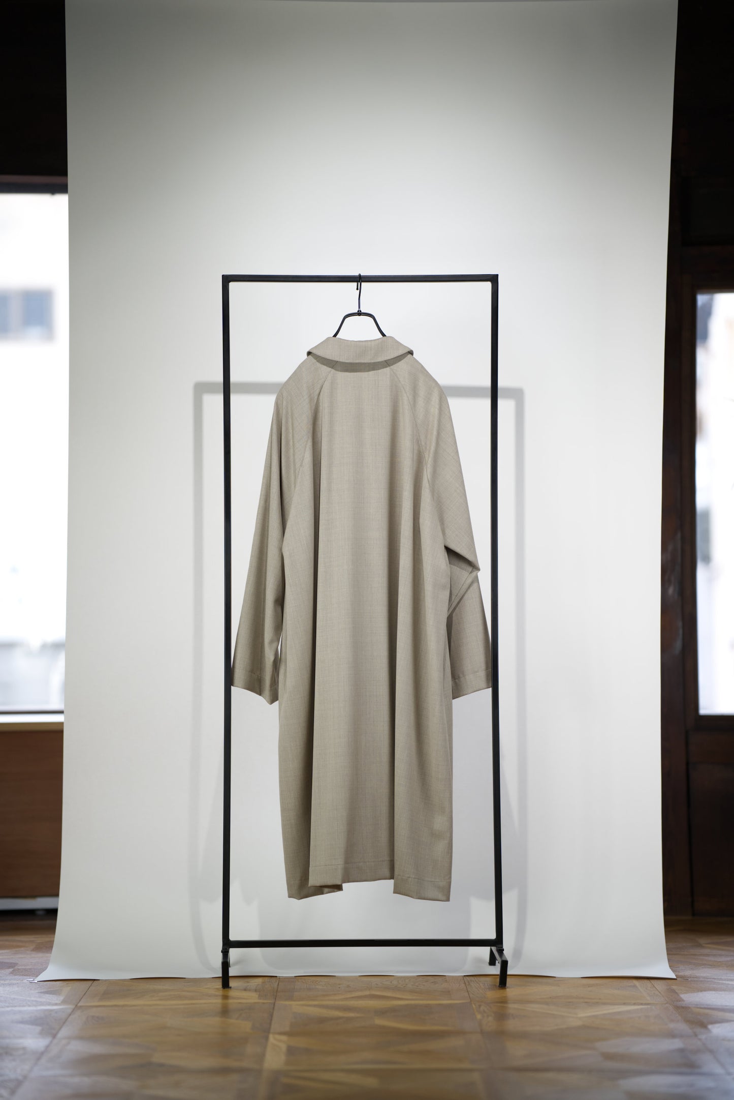 écru Bal Collar Coat in Wool back view
