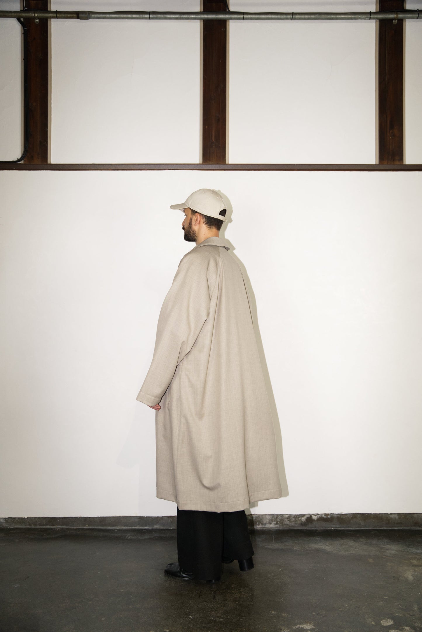 the écru Bal Collar Coat in Wool from the back