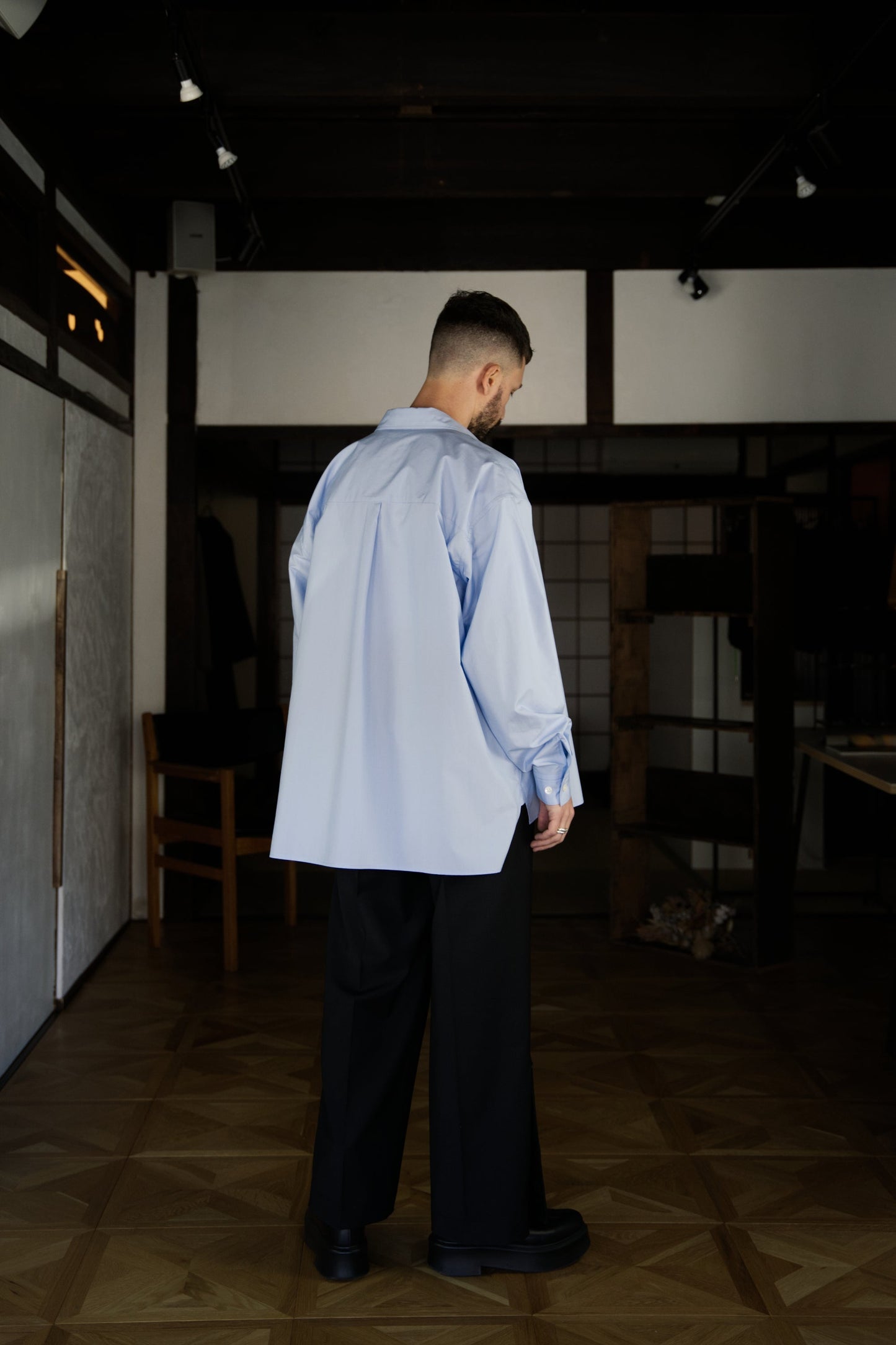 Blue Boxy Long-Sleeve Shirt