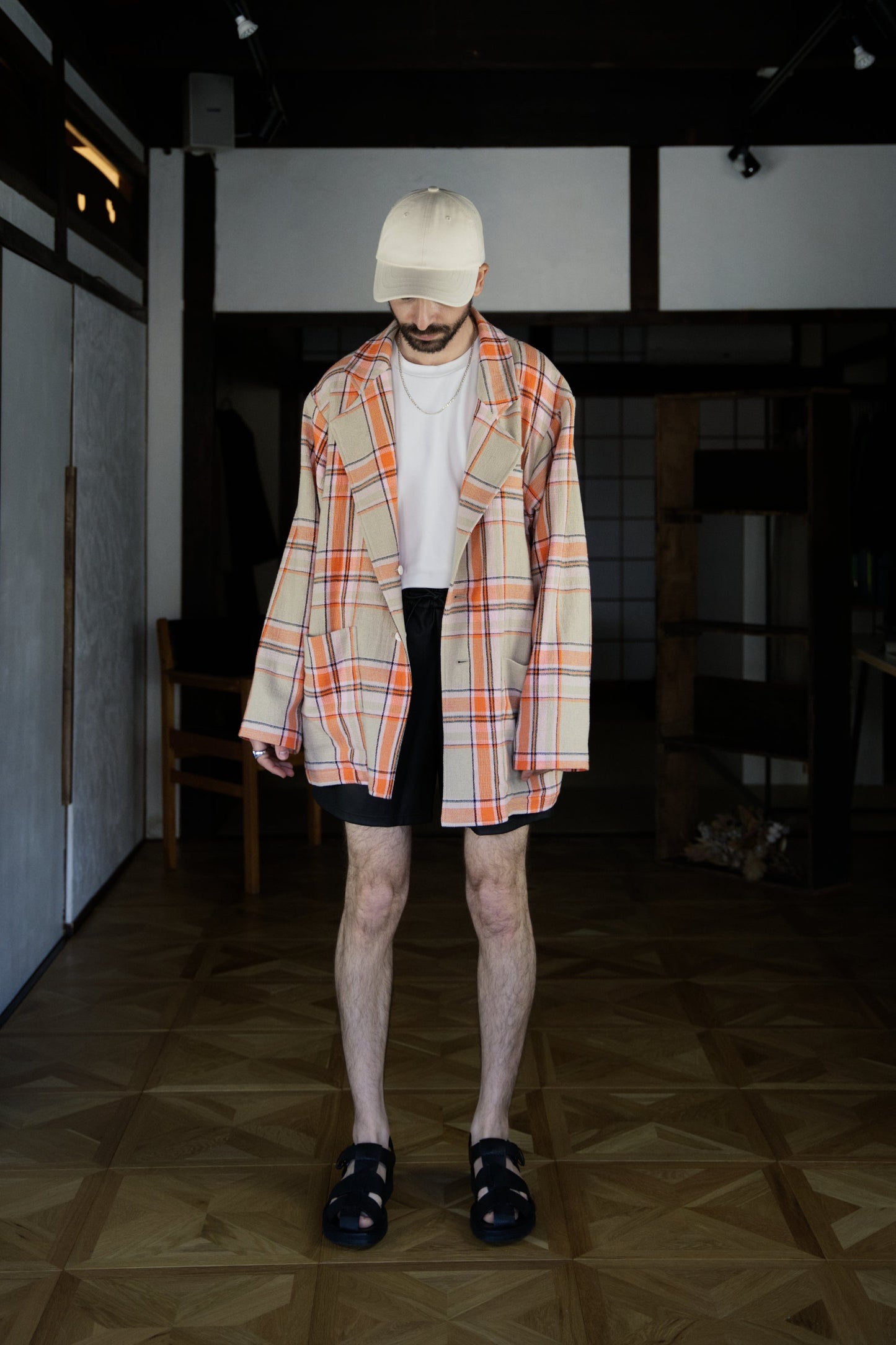 Checked Single-Breasted Boxy Blazer with ALAYA