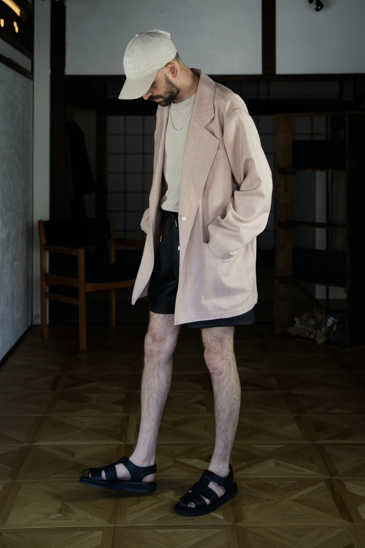 Orange Beige Single-Breasted Boxy Blazer with ALAYA