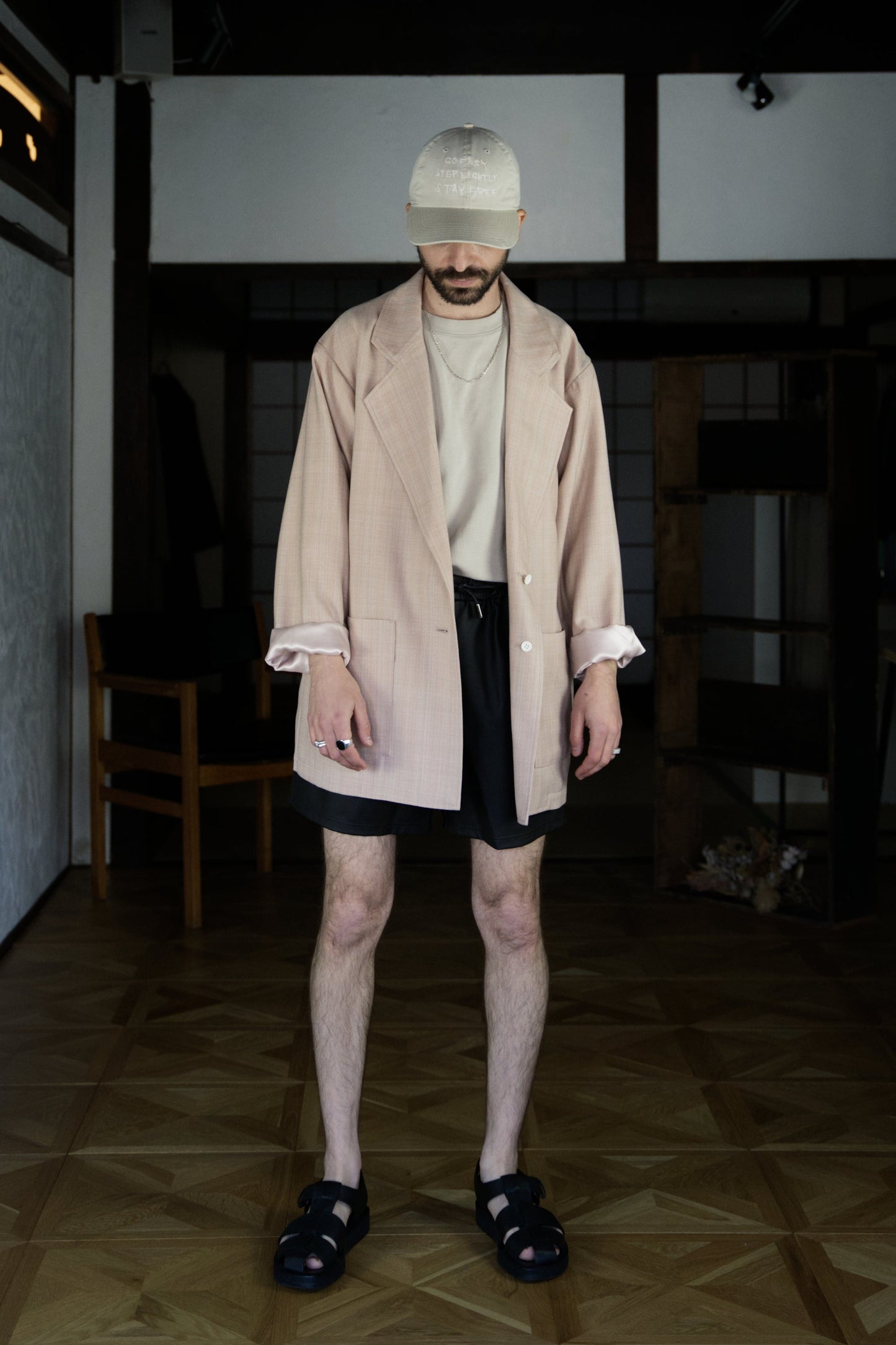 Orange Beige Single-Breasted Boxy Blazer with ALAYA