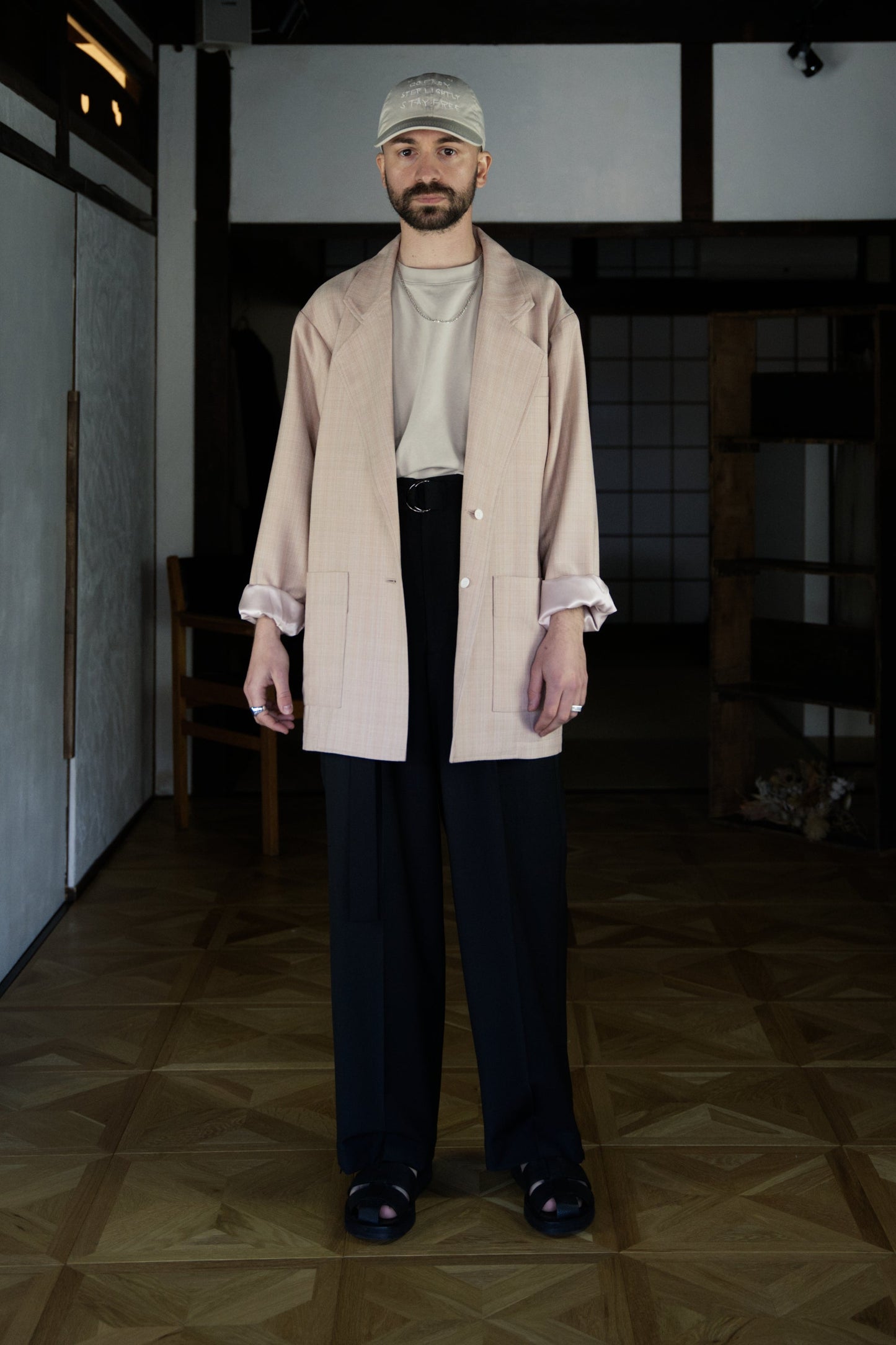 Orange Beige Single-Breasted Boxy Blazer with ALAYA