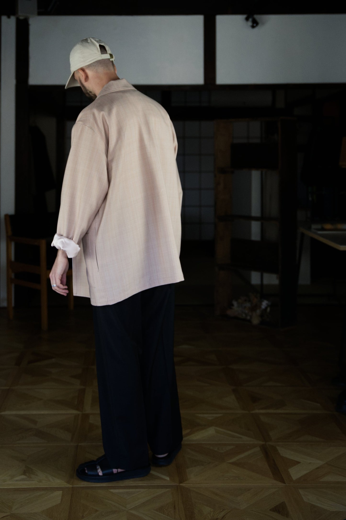 Orange Beige Single-Breasted Boxy Blazer with ALAYA