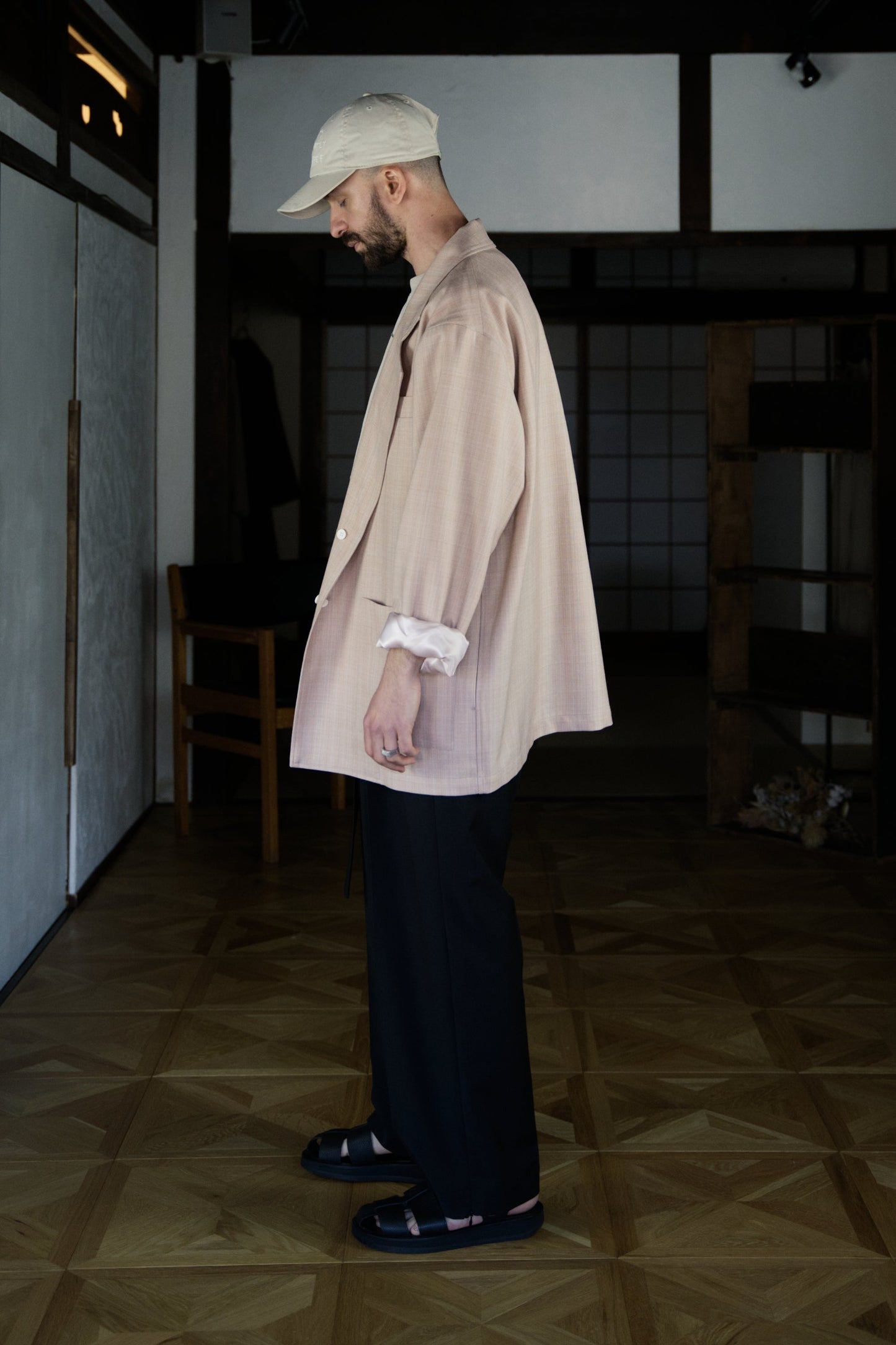 Orange Beige Single-Breasted Boxy Blazer with ALAYA