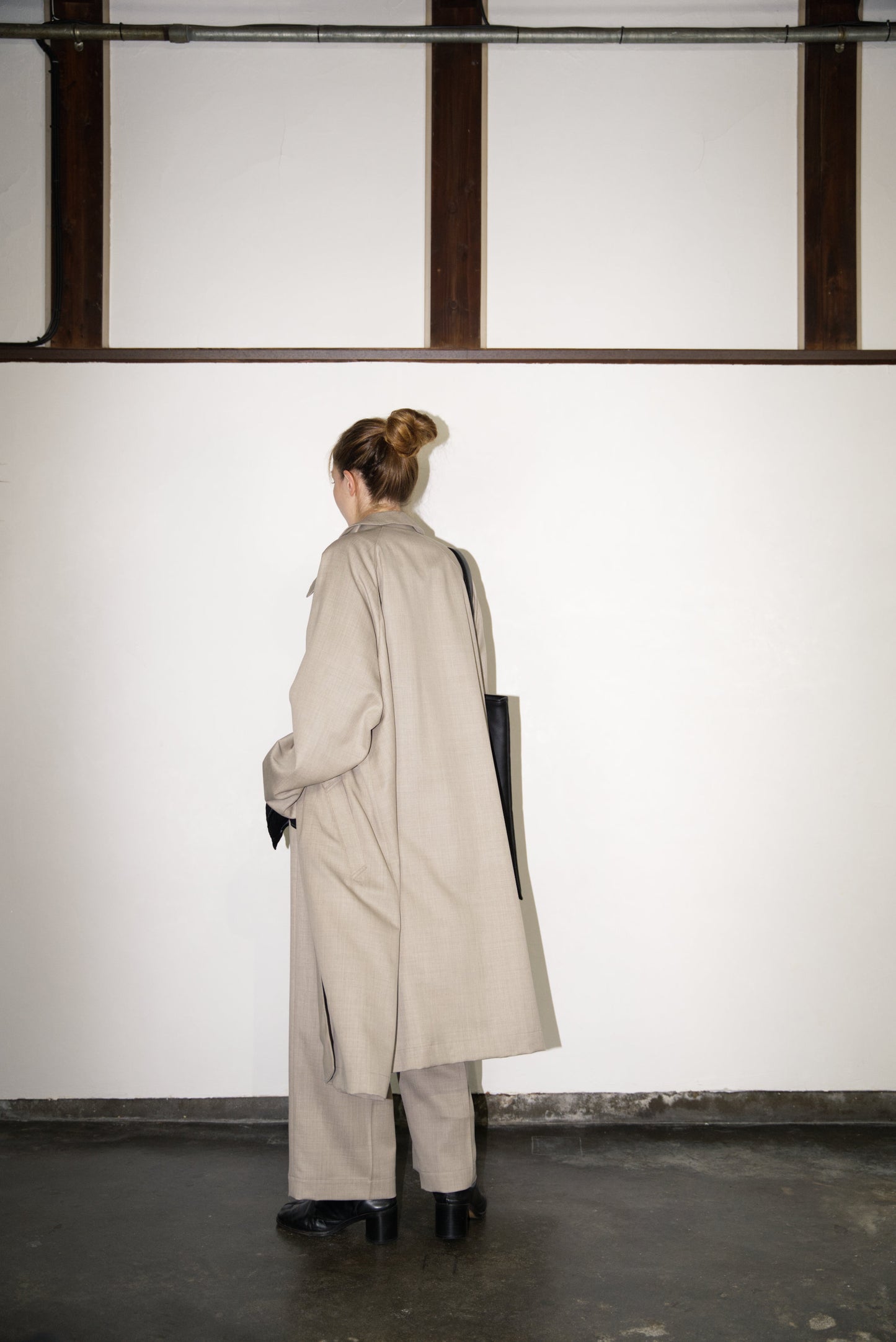 back side of the écru Bal Collar Coat in Wool