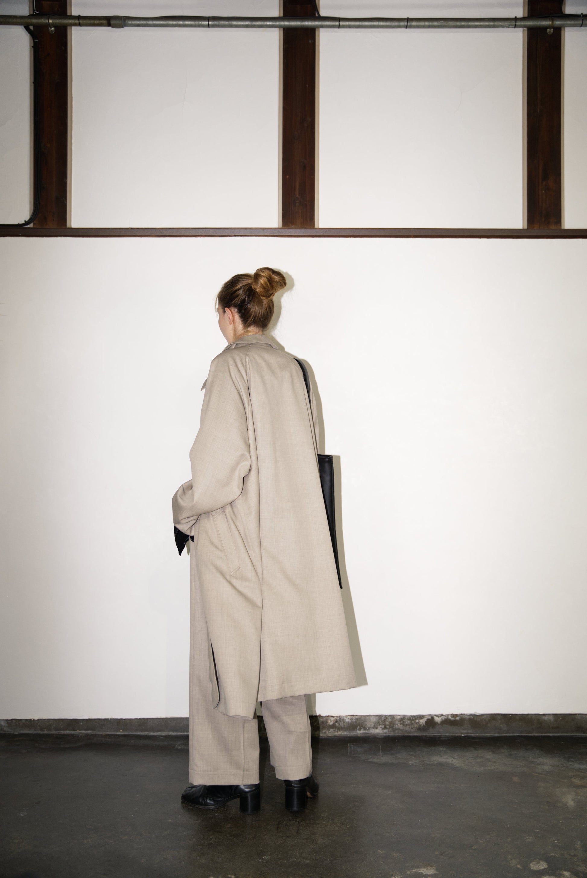 back side of the écru Bal Collar Coat in Wool