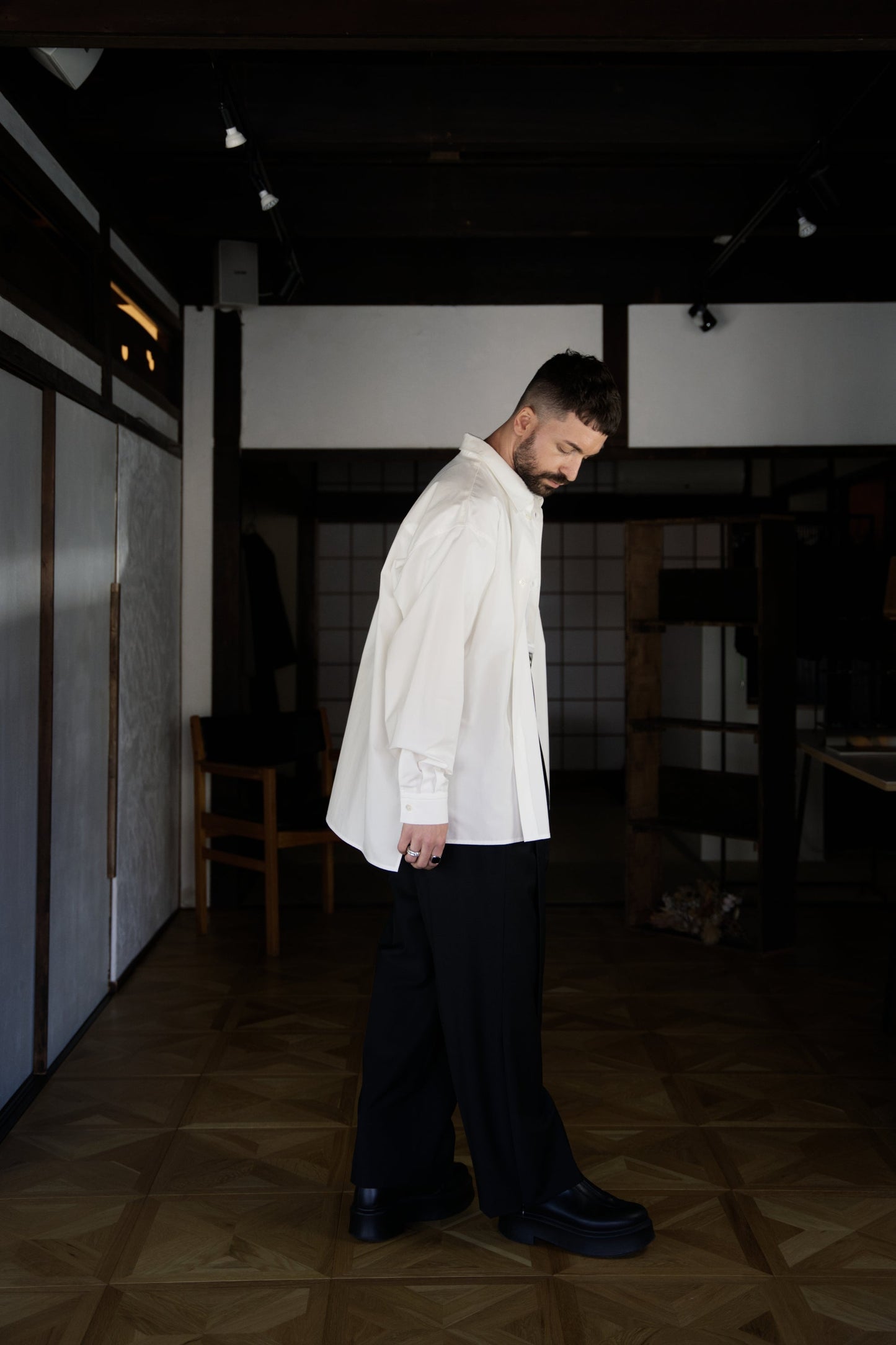 White Boxy Long-Sleeve Shirt