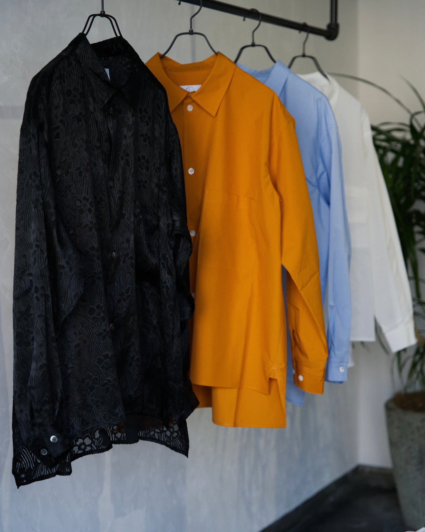 Silk & Rayon Boxy Long-Sleeve Shirt