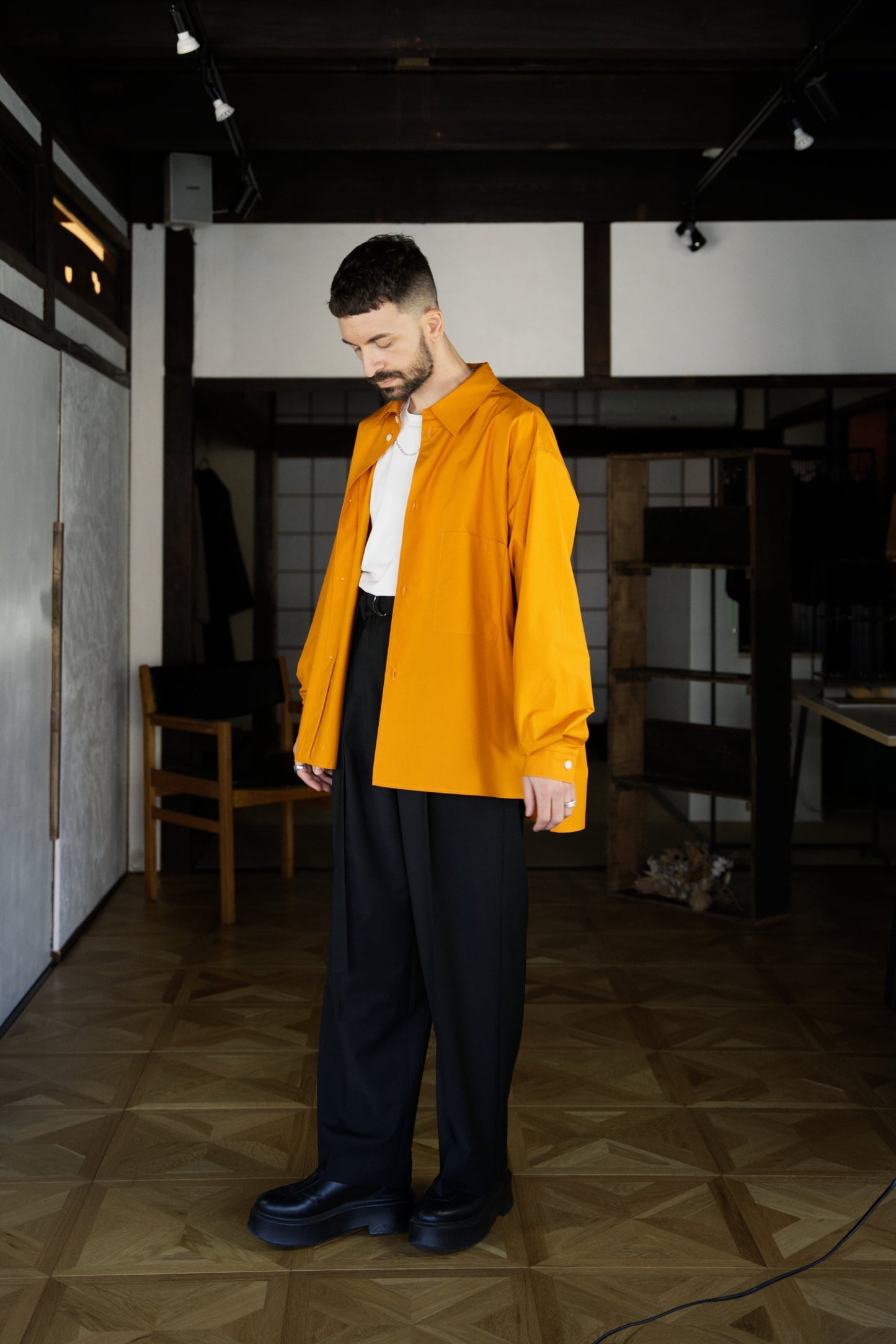 Orange Boxy Long-Sleeve Shirt