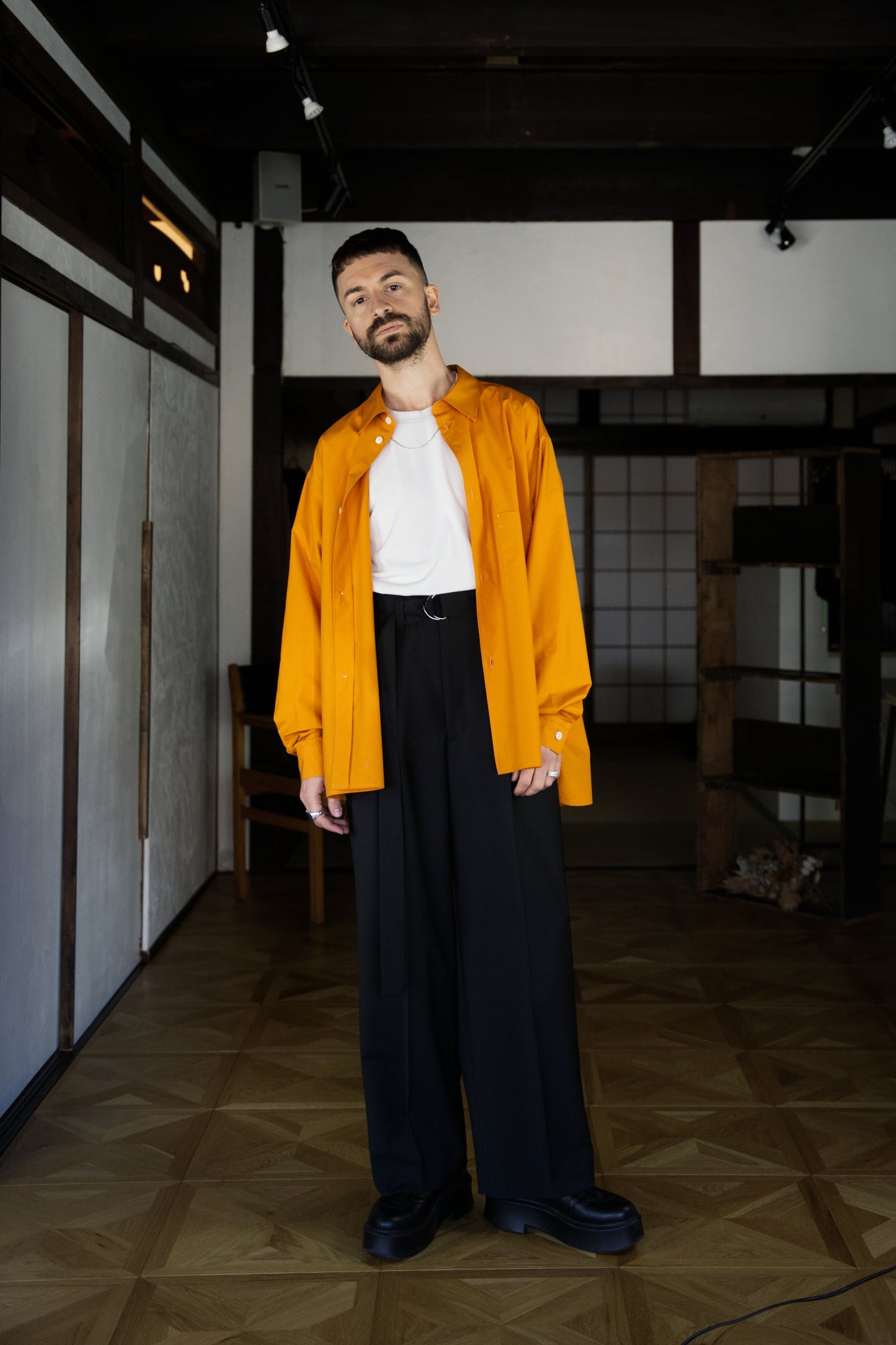 Orange Boxy Long-Sleeve Shirt