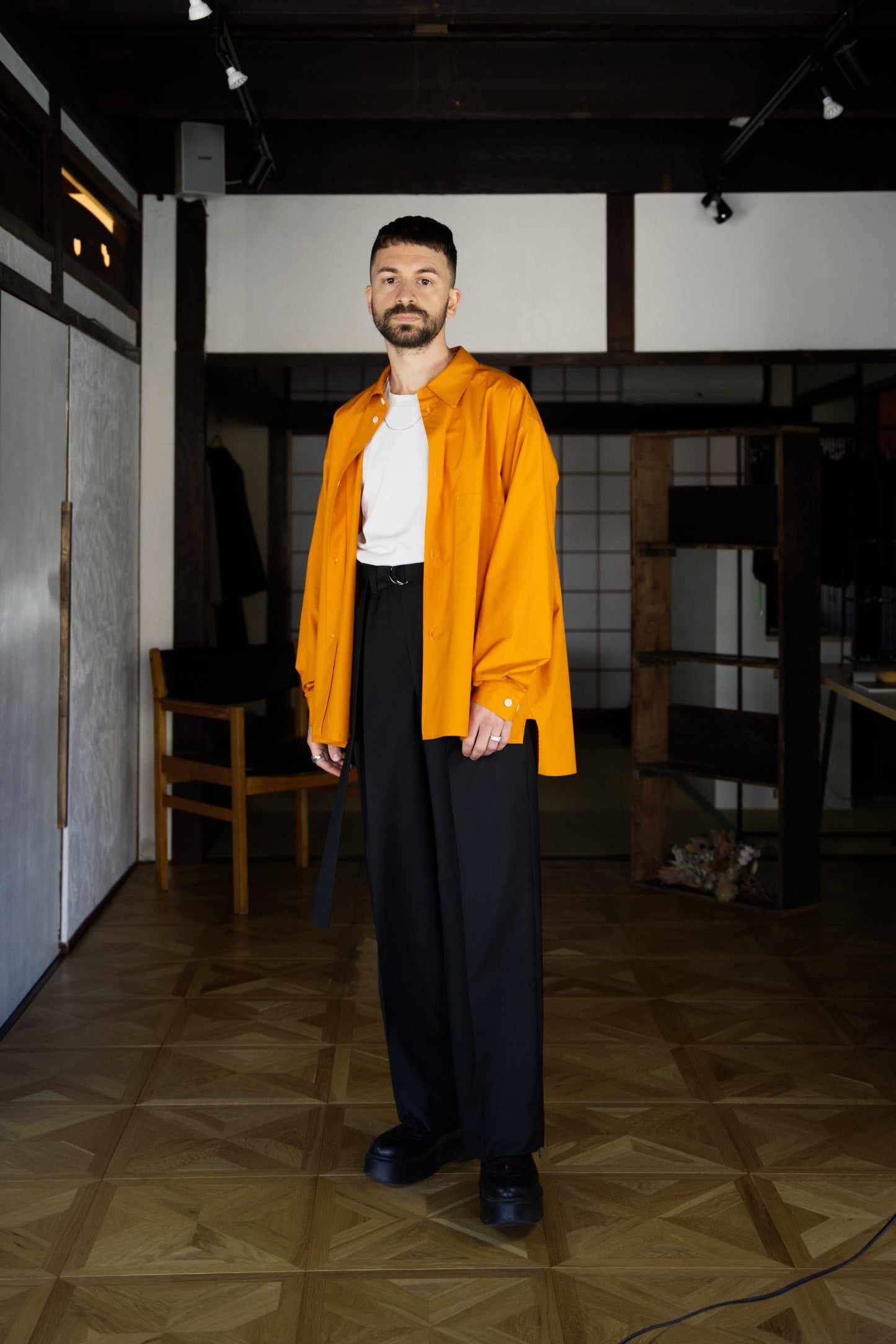 Orange Boxy Long-Sleeve Shirt