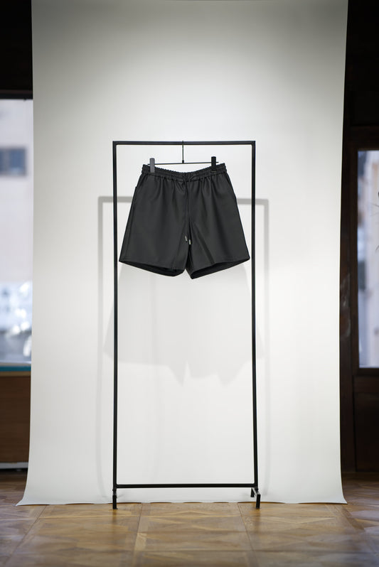 SCENE Cactus Leather Shorts hanging from rack